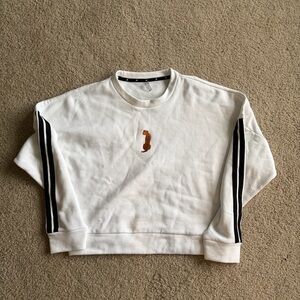 Adidas Animal Crew women's active sweatshirt in white leopard embroidered small
